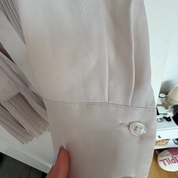 Reiss Alyana Mini Dress In Nude Collared Pleated Skirt Self Tie Belt Sz 6 - Picture 6 of 10